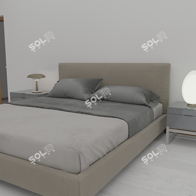 Luxury Double Bed 3D model image 4