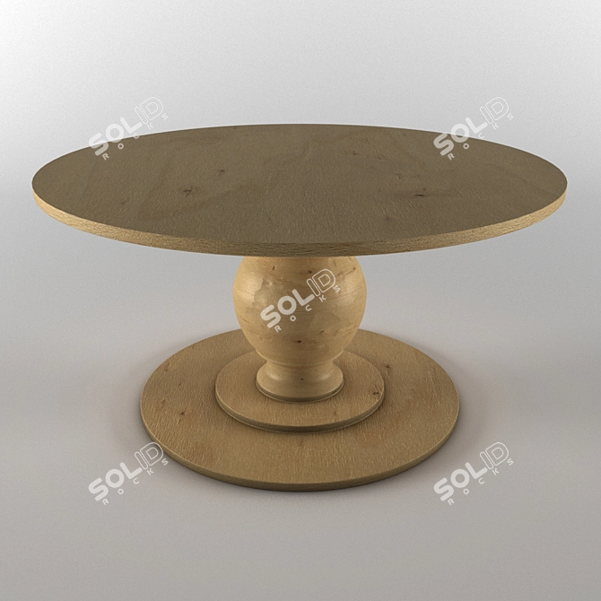 Vintage Wooden Table 3D model image 1