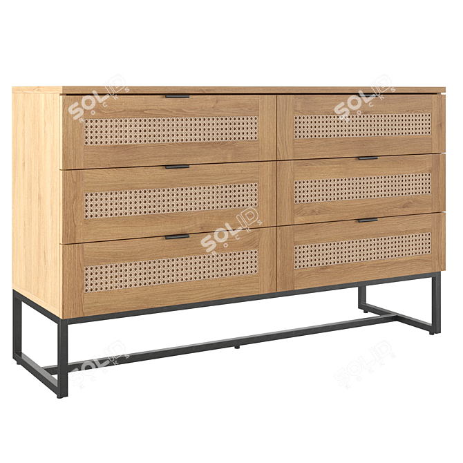 Stylish Scandinavian 6-Drawer Chest 3D model image 1