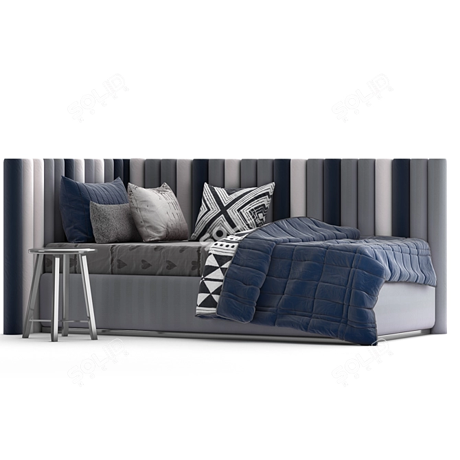 Day Bed Set with Attached and Five-Color Texture 3D model image 2