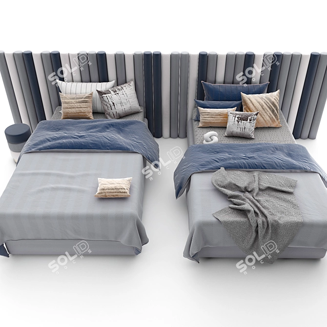 Day Bed Set with Attached and Five-Color Texture 3D model image 3