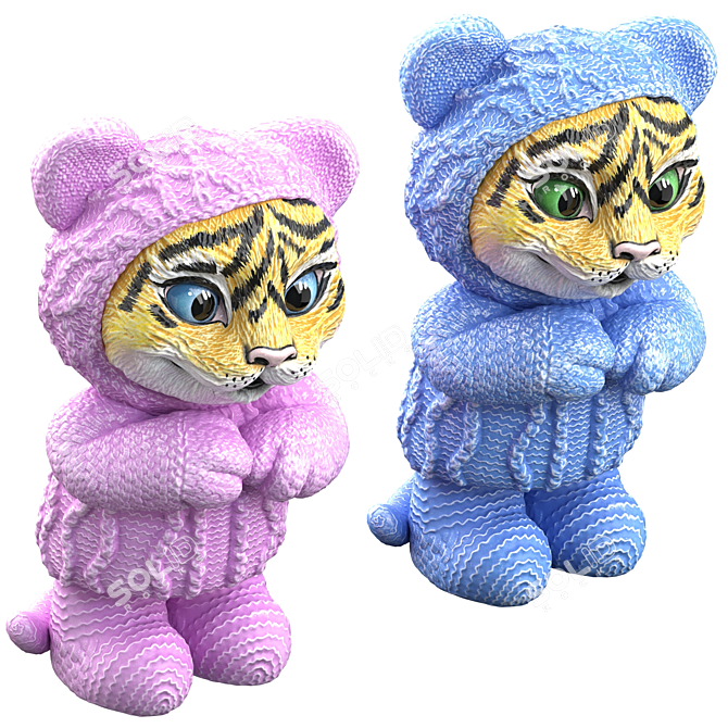 Roaring Tiger Cubs - 3D Model 3D model image 4