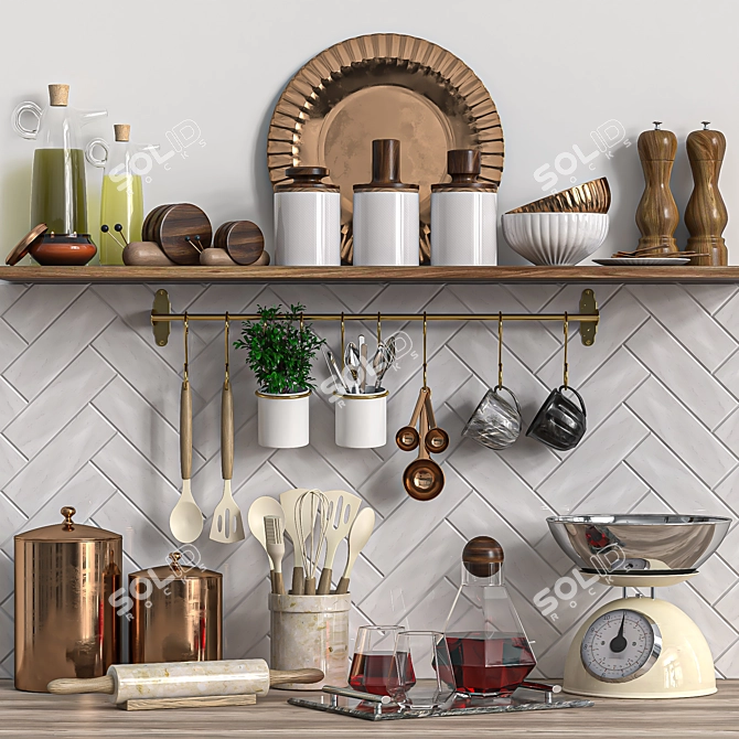 Modern Kitchen Set 2015 3D model image 1