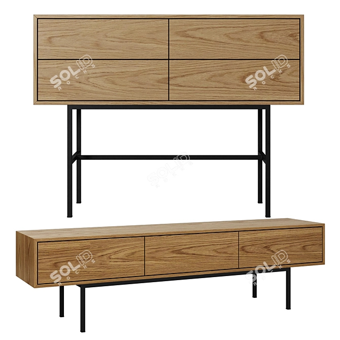 Destiny TV Cabinet Set - Stylish and Functional 3D model image 2