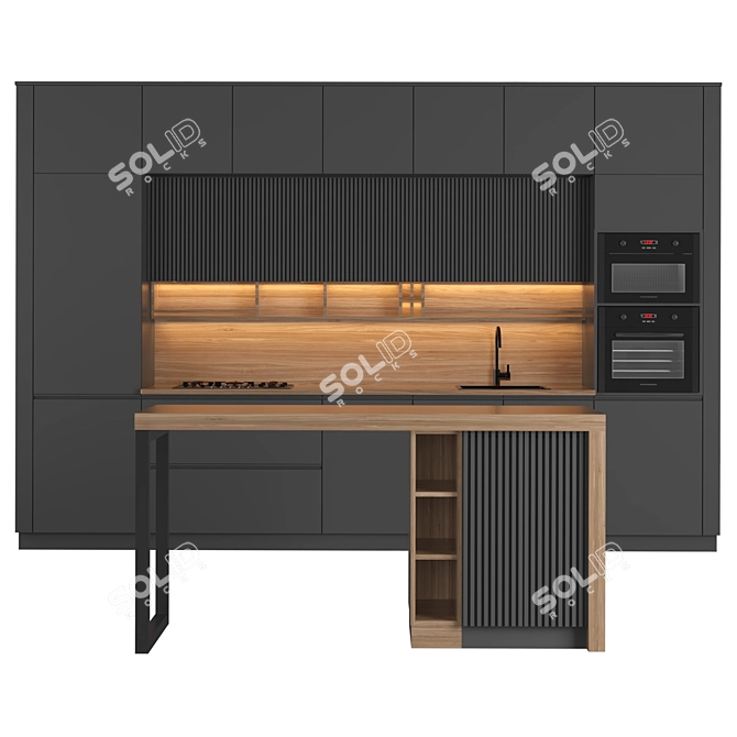 Sleek Modern Kitchen Design 3D model image 1