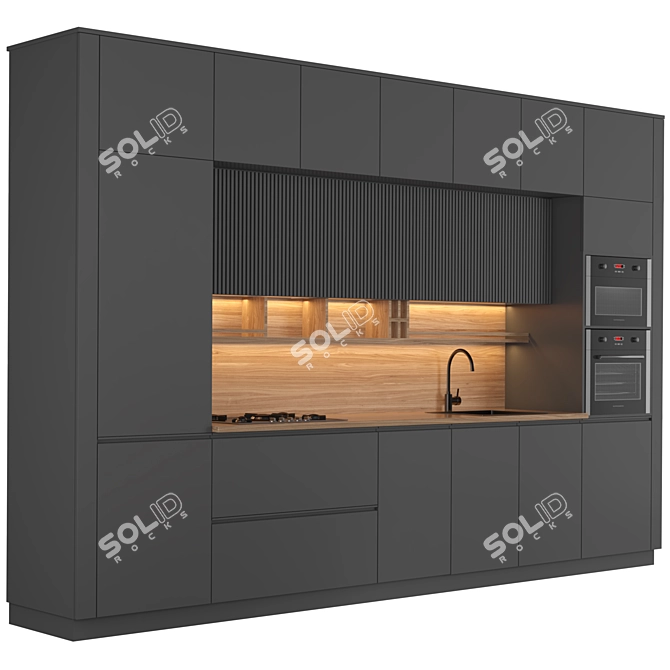 Sleek Modern Kitchen Design 3D model image 2