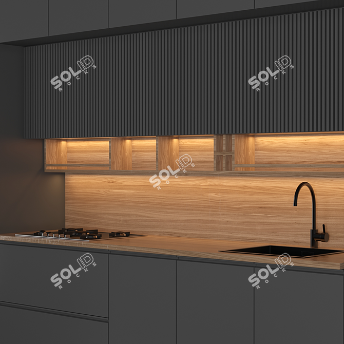 Sleek Modern Kitchen Design 3D model image 3