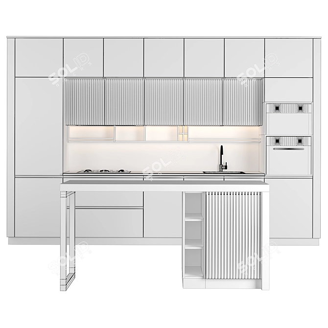 Sleek Modern Kitchen Design 3D model image 4