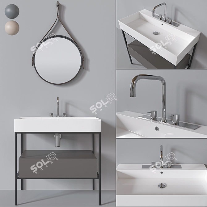 Galassia Furniture Set: Sink, Mirror, Furniture 3D model image 1