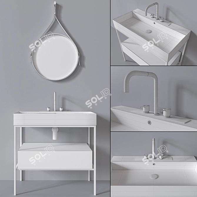 Galassia Furniture Set: Sink, Mirror, Furniture 3D model image 4