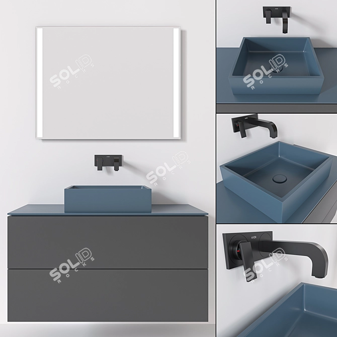 Galassia Furniture Set with Sink, Mirror, and Faucet 3D model image 2