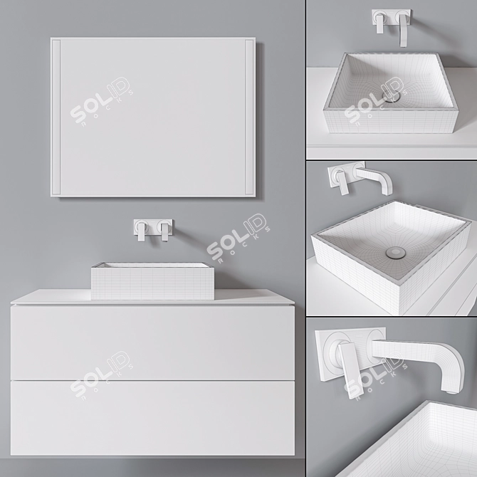 Galassia Furniture Set with Sink, Mirror, and Faucet 3D model image 5