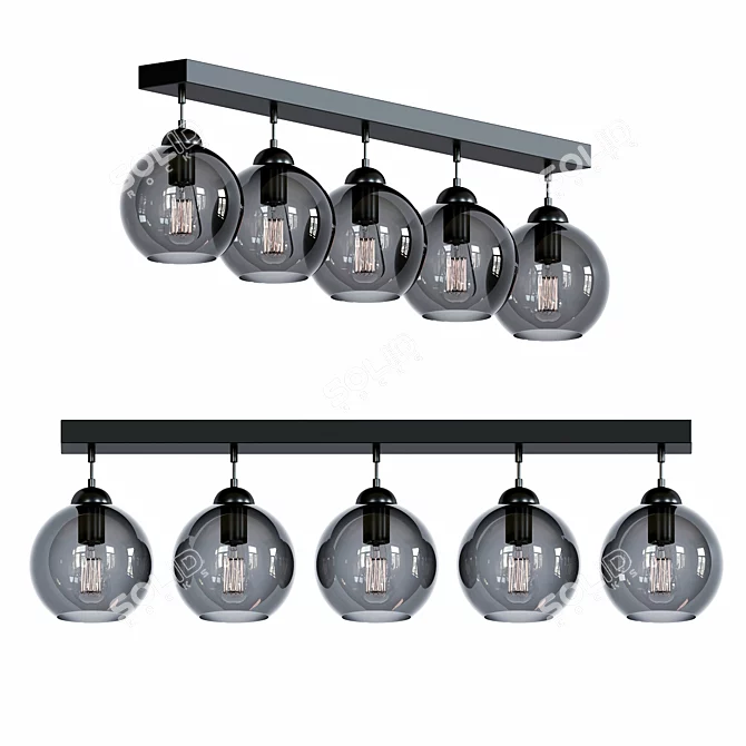 Elegant Linear Pendant Light Set 3D model image 1