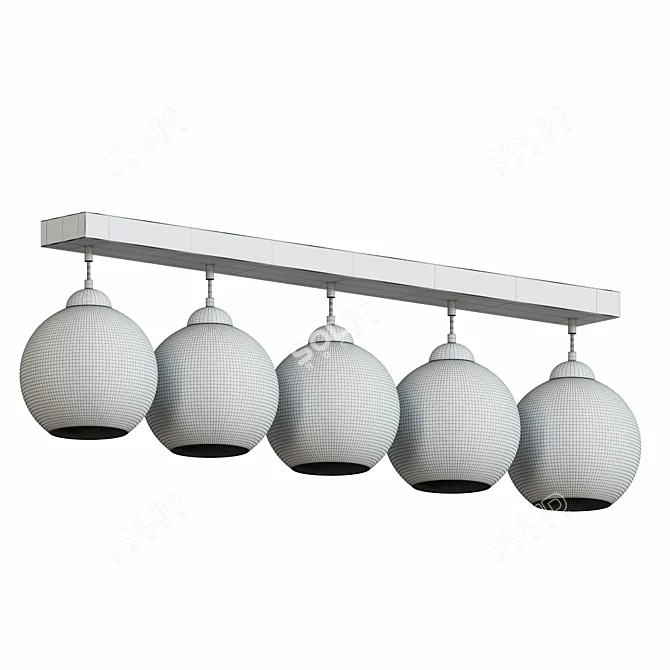 Elegant Linear Pendant Light Set 3D model image 2