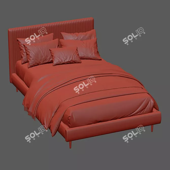 Title: Pleated Rabbit Upholstered Bed 3D model image 7