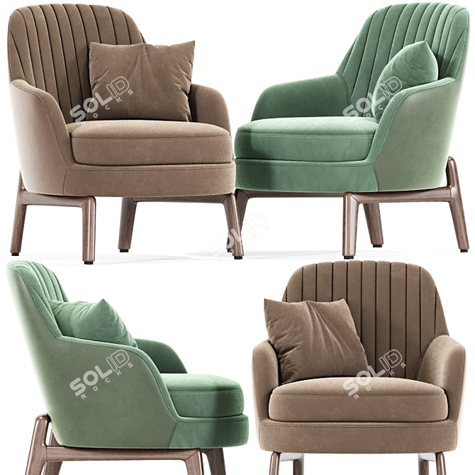 Elegant Modrest Metzler Accent Chair 3D model image 2