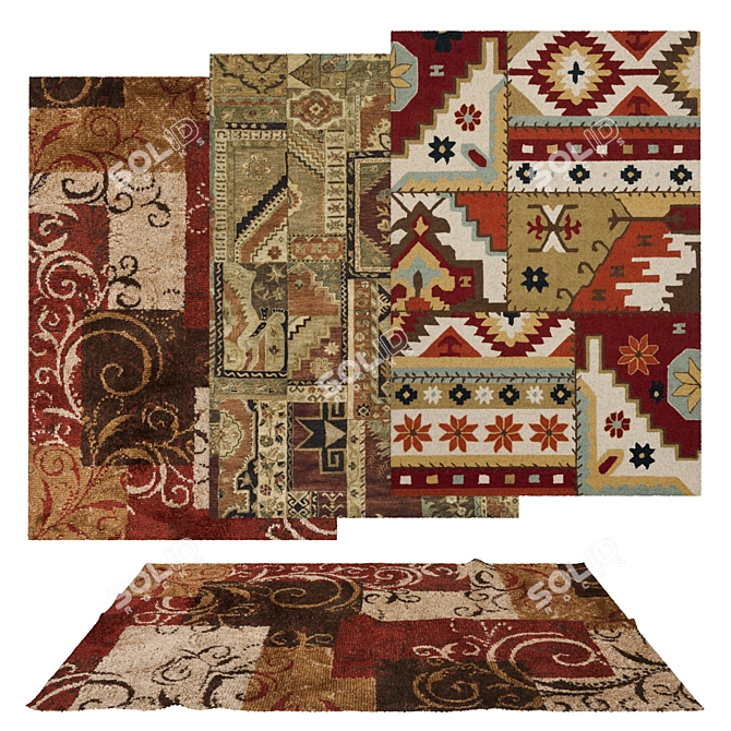 Versatile Set of 6 Rugs 3D model image 1