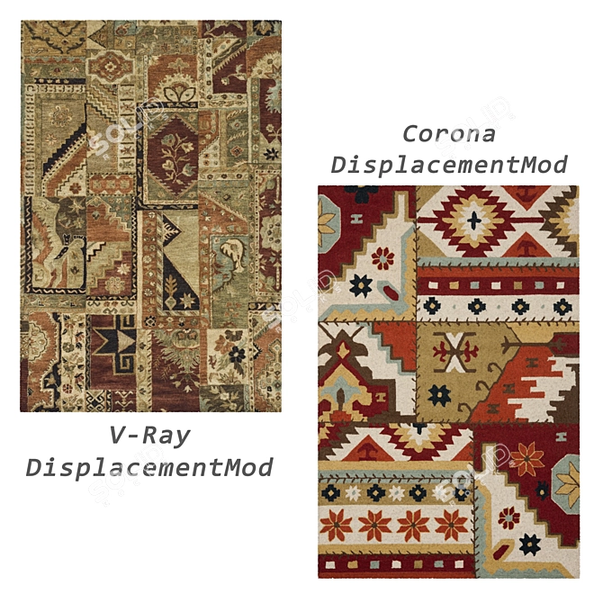 Versatile Set of 6 Rugs 3D model image 4