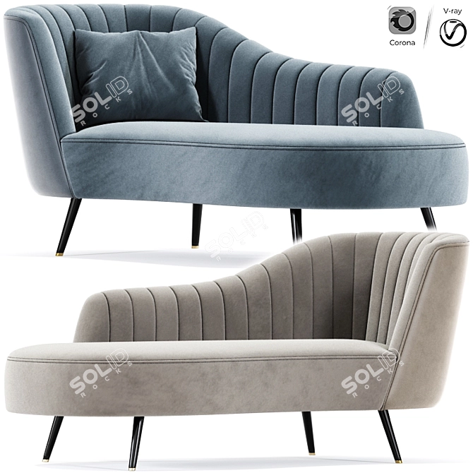 Luxurious Baxton Kailyn Chaise Lounge 3D model image 1