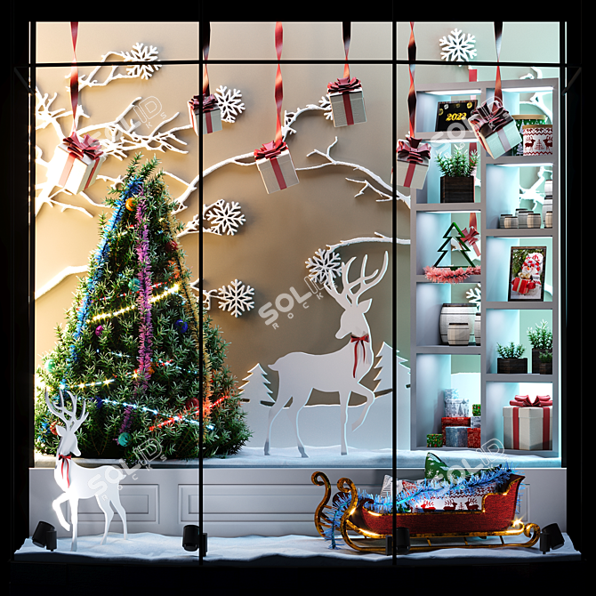 Festive Gift Shop Display 3D model image 1