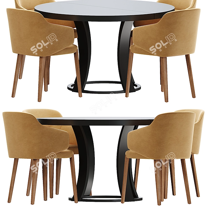 Potocco Concha Dining Set: Modern Elegance in Every Bite! 3D model image 1