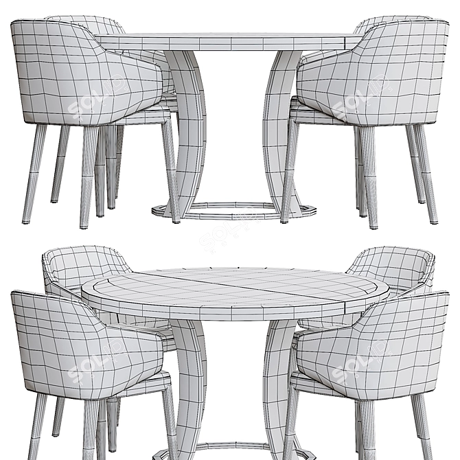 Potocco Concha Dining Set: Modern Elegance in Every Bite! 3D model image 4