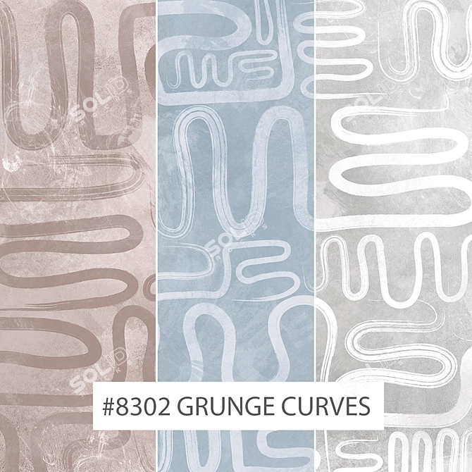 Title: Grunge Curves Wallpaper: Bold and Eclectic Design 3D model image 1