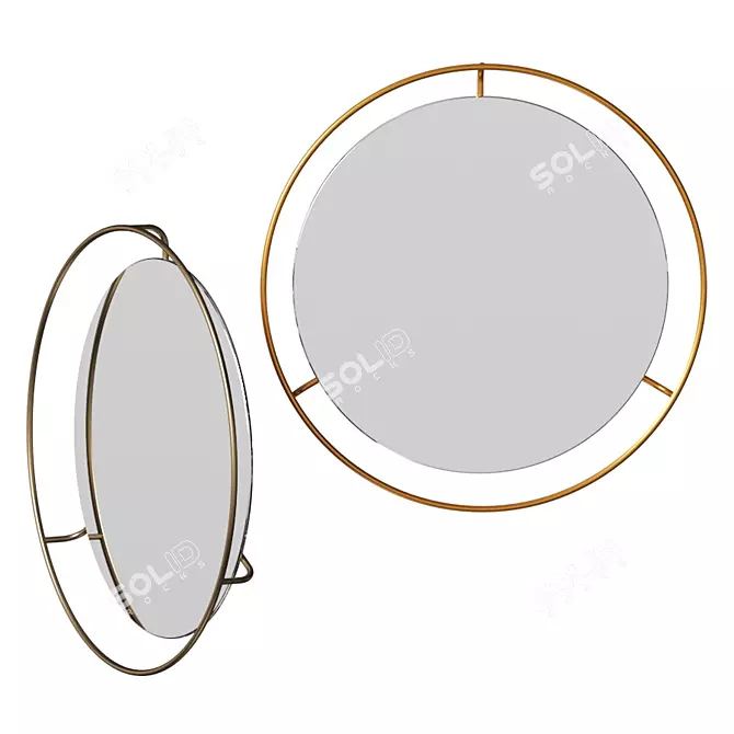 Sleek Round Wall Mirror 3D model image 1