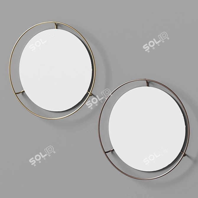 Sleek Round Wall Mirror 3D model image 2