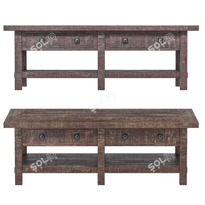 Rustic Industrial Coffee Table 3D model image 2