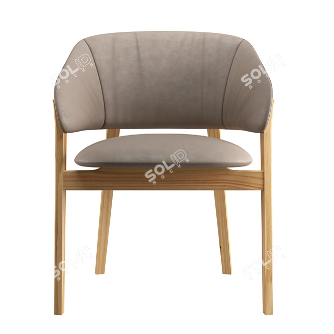 Elegant Leather Oak Chair 3D model image 4