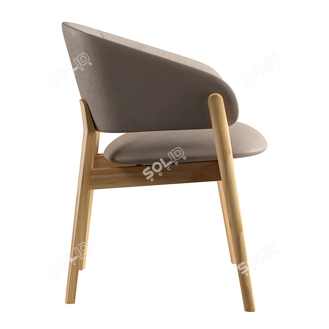 Elegant Leather Oak Chair 3D model image 6