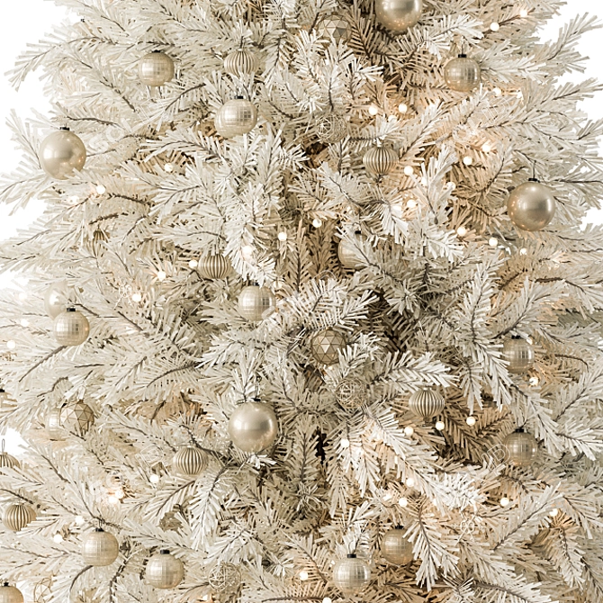 Snowy Splendor: White and Gold Christmas Tree 3D model image 3