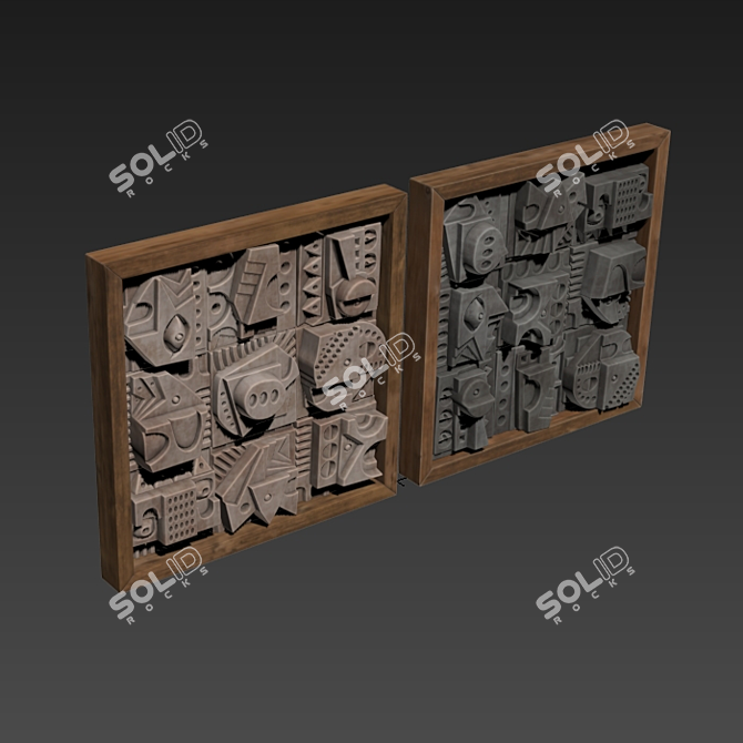 Title: Hieroglyphic Cube Panel - Elegant Decorative Accent 3D model image 6
