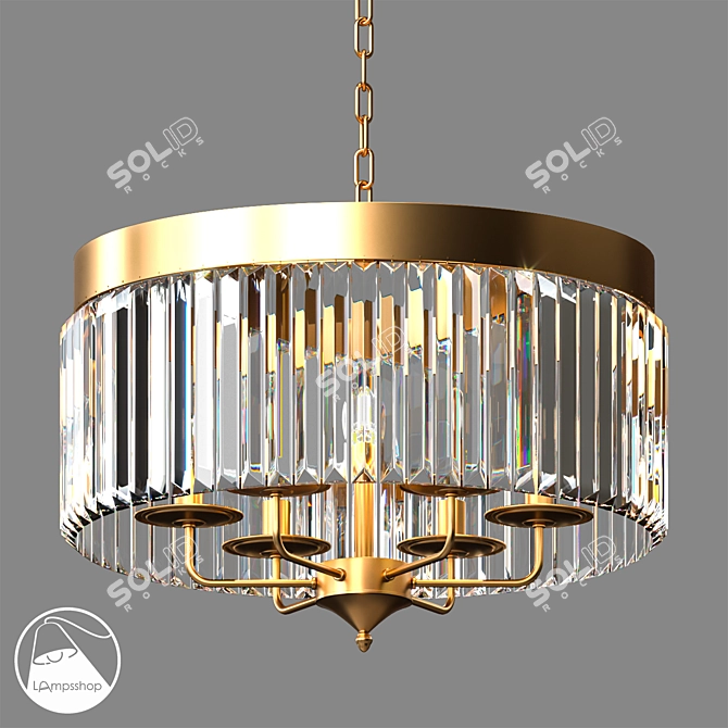 Flickering Glass Chandelier - Elegant and Stylish 3D model image 1