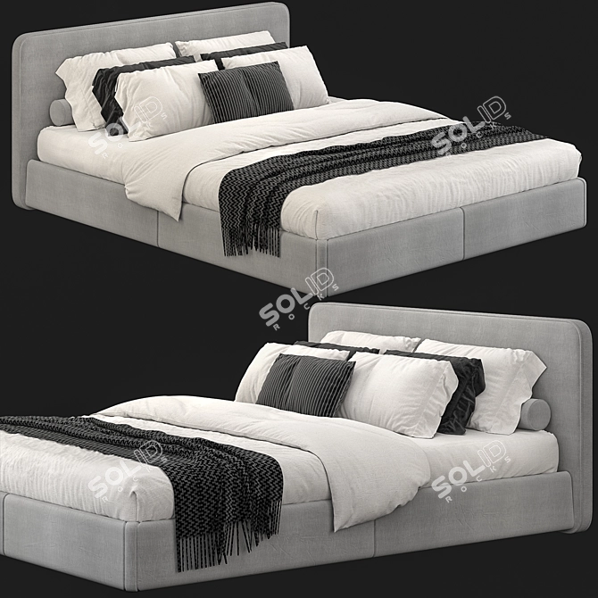 West Elm Newport Bed: Sleek and Stylish Sleeping Solution 3D model image 1