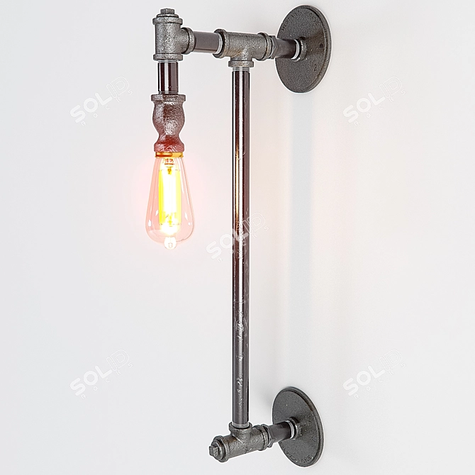 Vintage Industrial Wall Lamp 3D model image 1