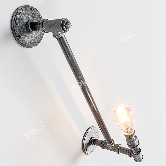 Vintage Industrial Wall Lamp 3D model image 2