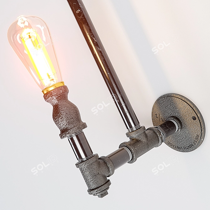 Vintage Industrial Wall Lamp 3D model image 3