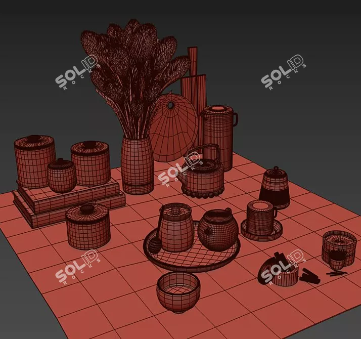 Modern Tableware Set 3D model image 6