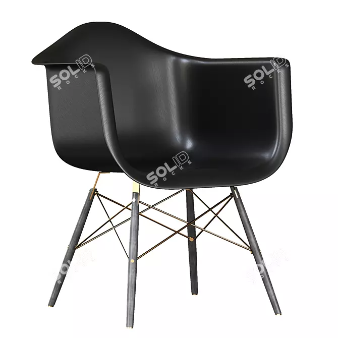 Modern Black Eames Style Dining Chair 3D model image 1