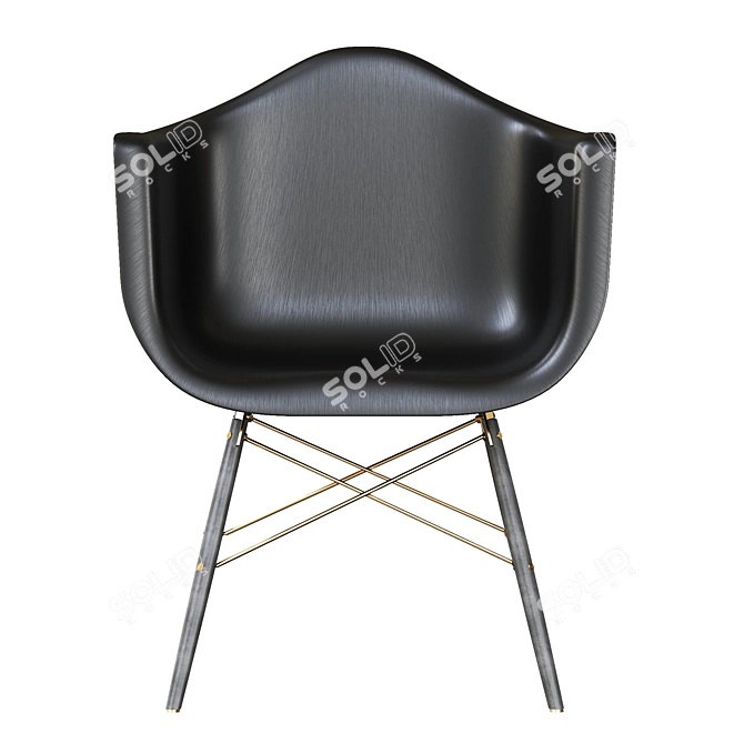 Modern Black Eames Style Dining Chair 3D model image 2