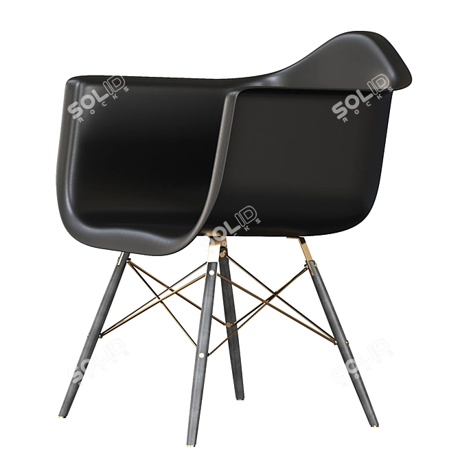 Modern Black Eames Style Dining Chair 3D model image 3