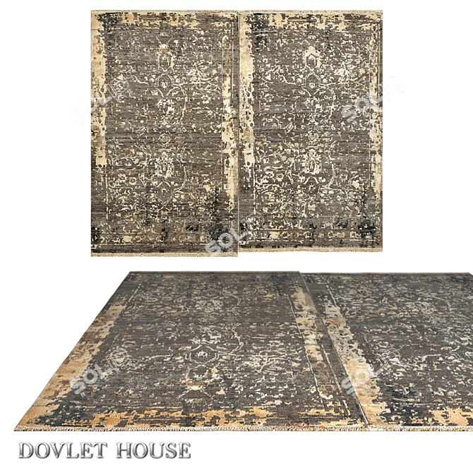 Luxurious Silk & Wool Double Carpet 3D model image 1