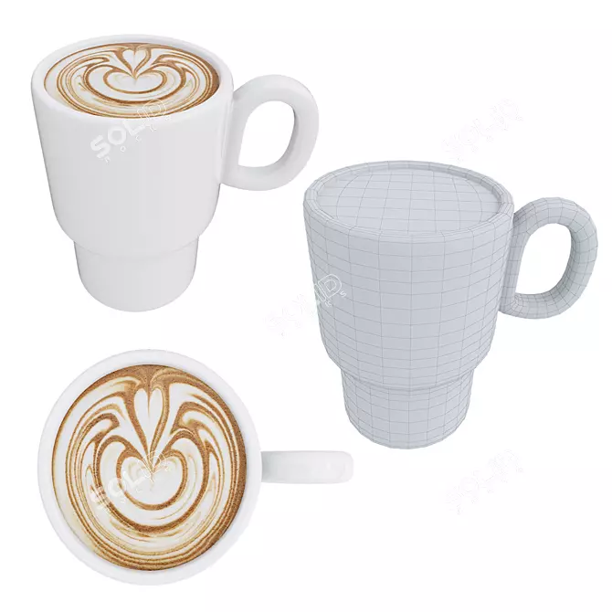 Title: Artisan Coffee Cup Set 3D model image 5