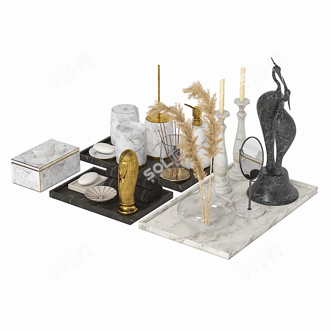 Sleek Bathroom Accessory Set 3D model image 2