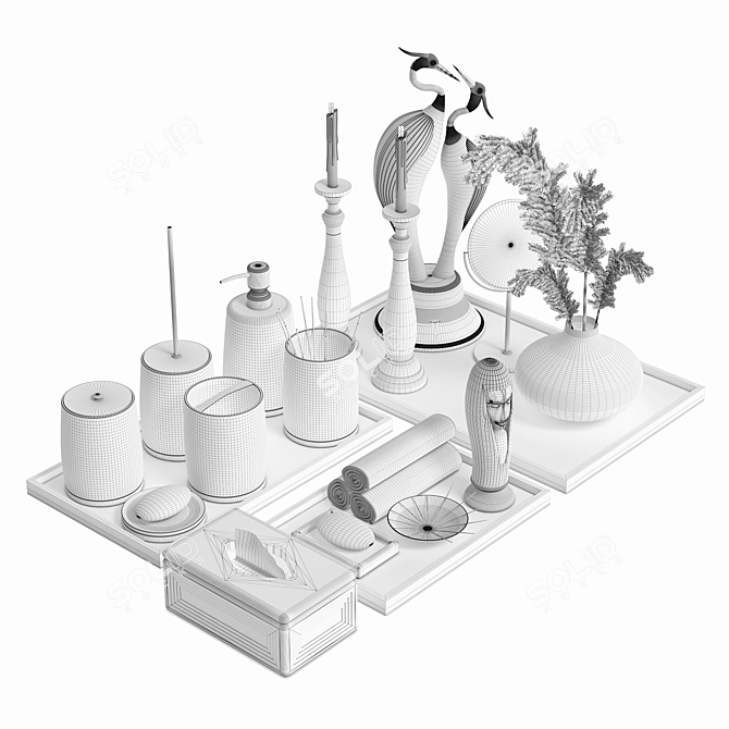 Sleek Bathroom Accessory Set 3D model image 3