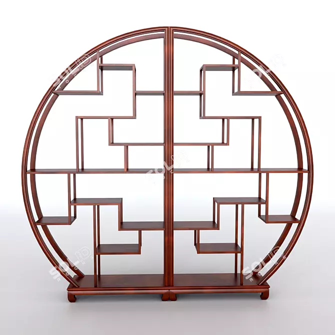 Antique Round Chinese Shelf 3D model image 2