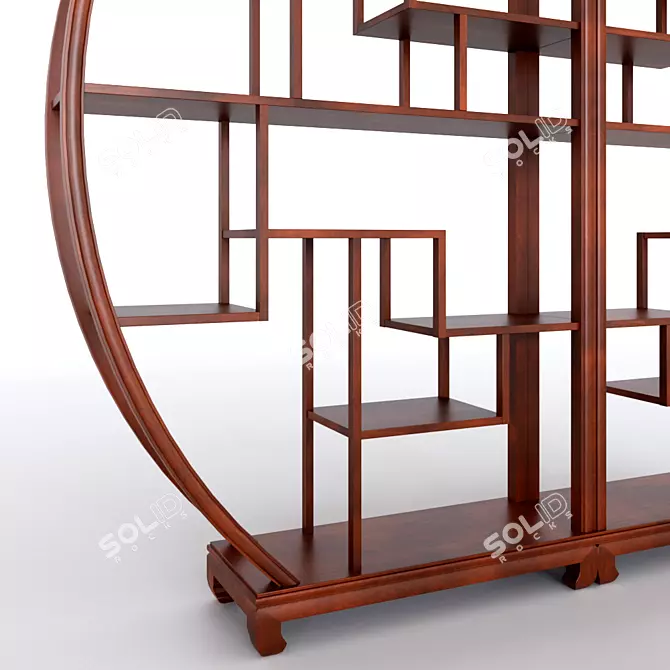 Antique Round Chinese Shelf 3D model image 3