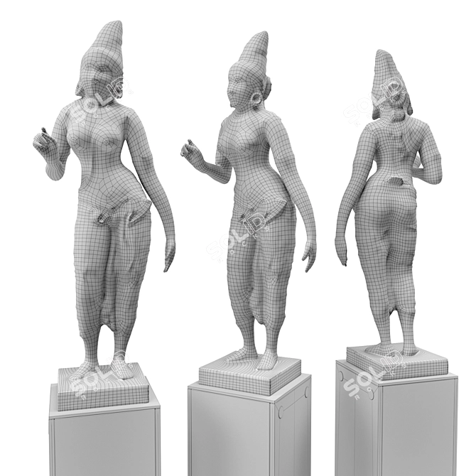 Divine Parvati Sculpture 3D model image 5